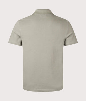 A.P.C. Relaxed Fit Standard Polo Shirt in Grey Green. Shot at EQVVS. Back shot. 