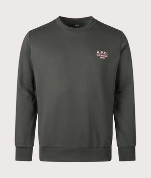 A.P.C. Rue Madame Sweatshirt in Anthracite/Rose. Shot at EQVVS.  Front shot. 