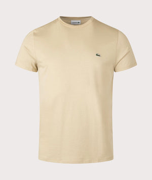 Lacoste Pima Cotton Croc Logo T-Shirt in Viennese. Front angle shot at EQVVS.