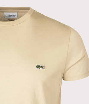 Lacoste Pima Cotton Croc Logo T-Shirt in Viennese. Detail angle shot at EQVVS.