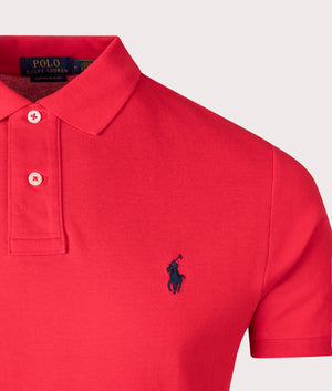 Polo Ralph Lauren, The Iconic Mesh Polo Shirt, red, Eqvvs Menswear, detailed angle