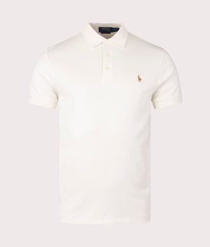 Custom Slim Fit Soft Cotton Polo Shirt in Parchment Cream by Polo Ralph Lauren. EQVVS Shot. 