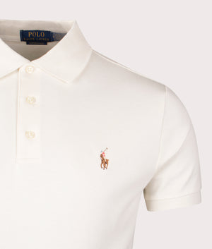 Custom Slim Fit Soft Cotton Polo Shirt in Parchment Cream by Polo Ralph Lauren. EQVVS Shot.