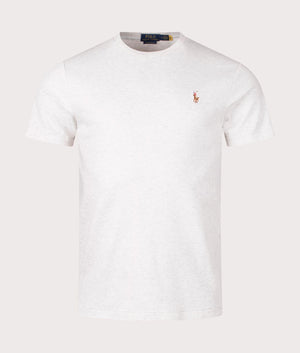 Custom Slim Fit Pima Polo T-Shirt in State Heather by Polo Ralph Lauren. EQVVS Front Angle Shot.