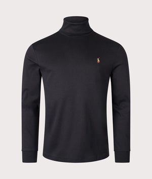 Soft Cotton Turtleneck Sweatshirt in Polo Black by Polo Ralph Lauren. EQVVS Shot.