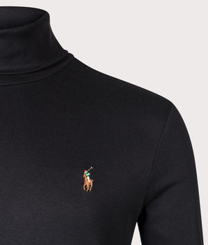 Soft Cotton Turtleneck Sweatshirt in Polo Black by Polo Ralph Lauren. EQVVS Shot.