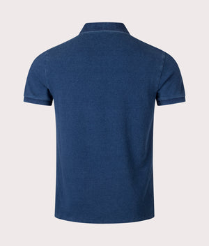 Custom Slim Fit Mesh Polo Shirt in Dark Indigo by Polo Ralph Lauren. EQVVS Shot.