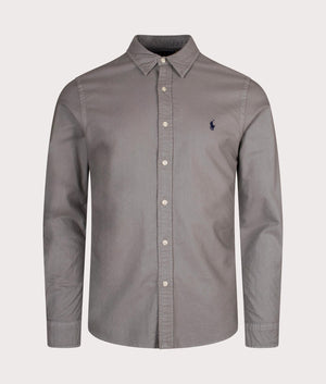 Polo Ralph Lauren Slim Fit Oxford Shirt Perfect Grey at EQVVS Menswear Front Shot