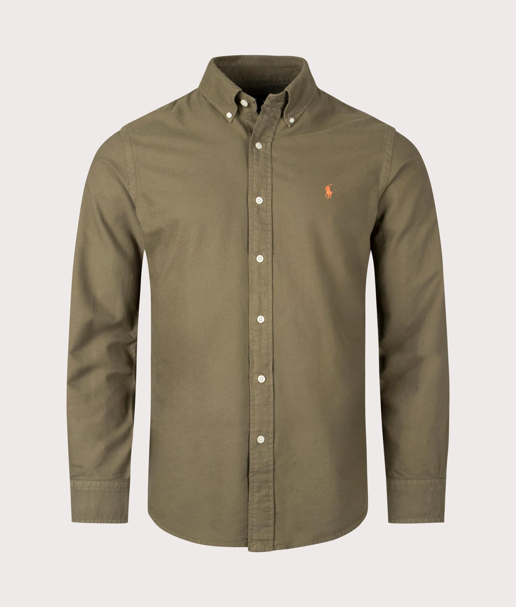 Custom Fit Garment-Dyed Oxford Shirt Canopy Olive | Polo Ralph Lauren ...