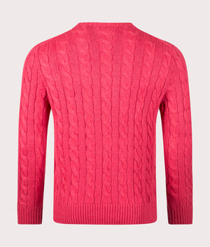 Polo Ralph Lauren Cable Knit Cotton Jumper in Flushed Red Heather Back Shot at EQVVS