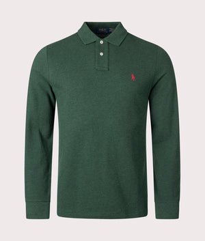 Polo Ralph Lauren, Custom Slim Fit Long Sleeve Polo Shirt, scotch pine heather, Eqvvs Menswear, front shot angle