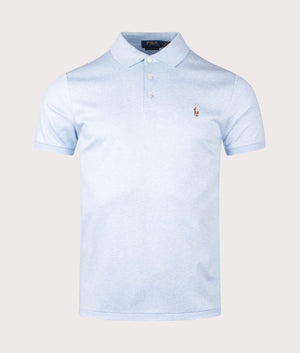 Polo Ralph Lauren Soft Cotton Polo Shirt in Office Blue. EQVVS Front Shot.