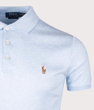 Polo Ralph Lauren Soft Cotton Polo Shirt in Office Blue. EQVVS Detail Shot.