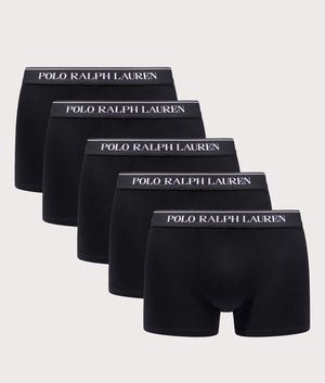 Polo Ralph Lauren 5 Pack Classic Stretch Cotton Trunks in Black at EQVVS Front Shot