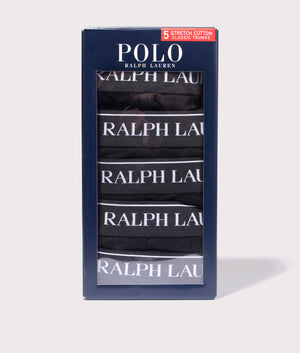 Polo Ralph Lauren 5 Pack Classic Stretch Cotton Trunks in Black at EQVVS Box Shot