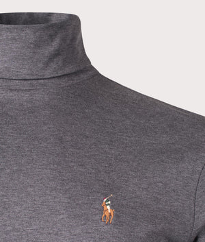 Soft Cotton Turtleneck Jumper in Barclay Heather from Polo Ralph Lauren. Detail angle shot at EQVVS.