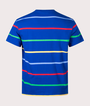 Classic Fit Striped Jersey T-Shirt in Sapphire Star Multi by Polo Ralph Lauren. EQVVS Back Angle Shot.