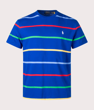 Classic Fit Striped Jersey T-Shirt in Sapphire Star Multi by Polo Ralph Lauren. EQVVS Front Angle Shot.