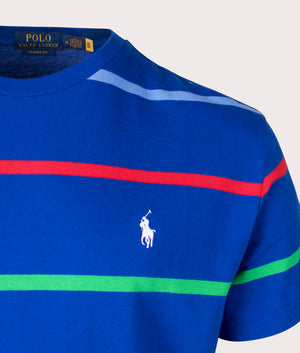 Classic Fit Striped Jersey T-Shirt in Sapphire Star Multi by Polo Ralph Lauren. EQVVS Detail Shot.