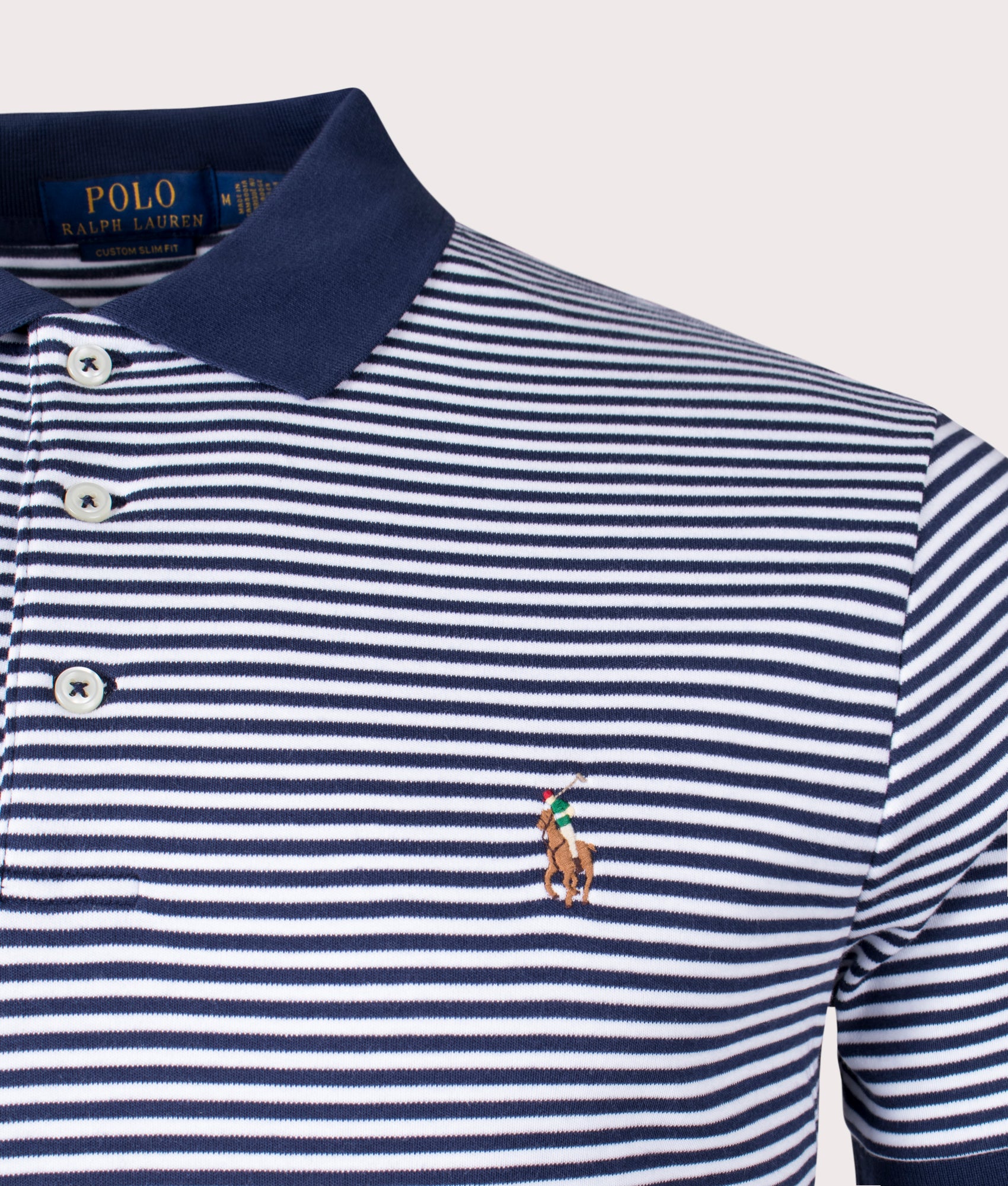 Custom Slim Fit Polo Shirt in 001 Refined Navy/White | Polo Ralph 