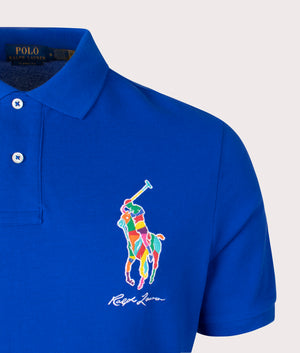 Classic Fit Big Pony Mesh Polo Shirt in Sapphire Star by Polo Ralph Lauren. EQVVS Detail Shot.