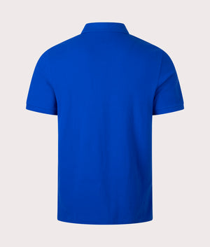 Classic Fit Big Pony Mesh Polo Shirt in Sapphire Star by Polo Ralph Lauren. EQVVS Back Angle Shot.