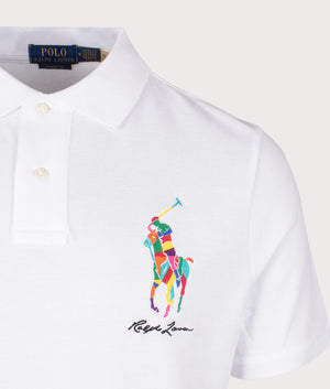 Classic Fit Big Pony Mesh Polo Shirt in White by Polo Ralph Lauren. EQVVS Detail Shot.