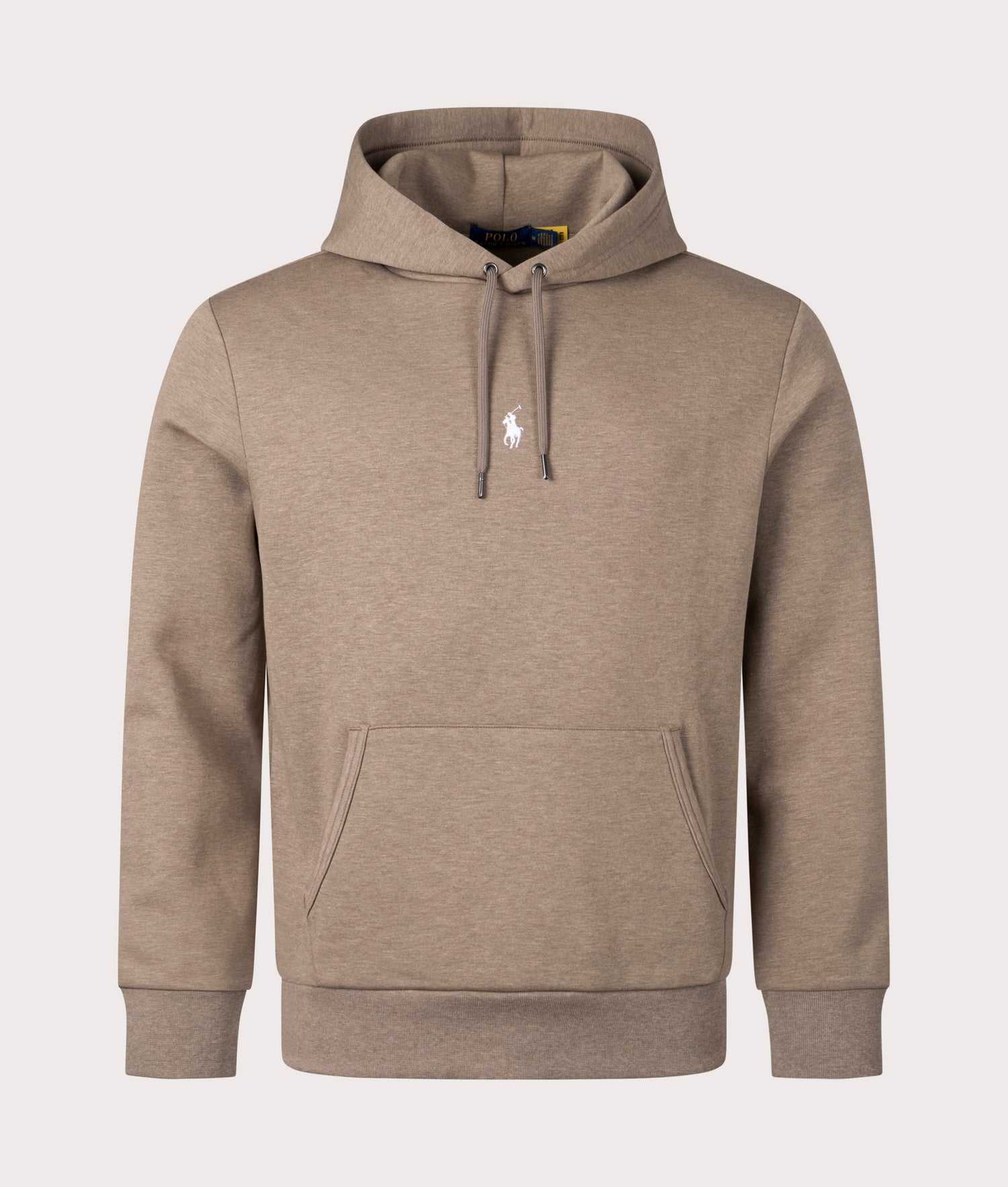 Double Knit Central Logo Hoodie in 031 DK Taupe Heather | Polo 
