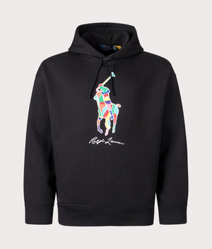 Oversized Big Pony Hoodie in Polo Black by Polo Ralph Lauren. EQVVS Front Angle Shot.