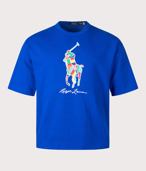 Relaxed Fit Big Pony Jersey T-Shirt in Sapphire Star by Polo Ralph Lauren. EQVVS Front Angle Shot.