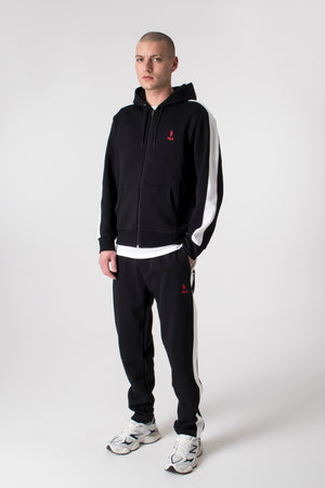 Taped Sleeve Zip Through Hoodie