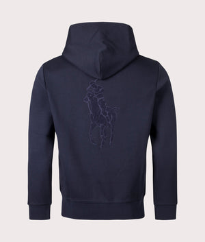 Logo Big Pony Double-Knit Hoodie in Aviator Navy by Polo Ralph Lauren. EQVVS Back Angle Shot. 