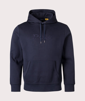 Logo Big Pony Double-Knit Hoodie in Aviator Navy by Polo Ralph Lauren. EQVVS Front Angle Shot.