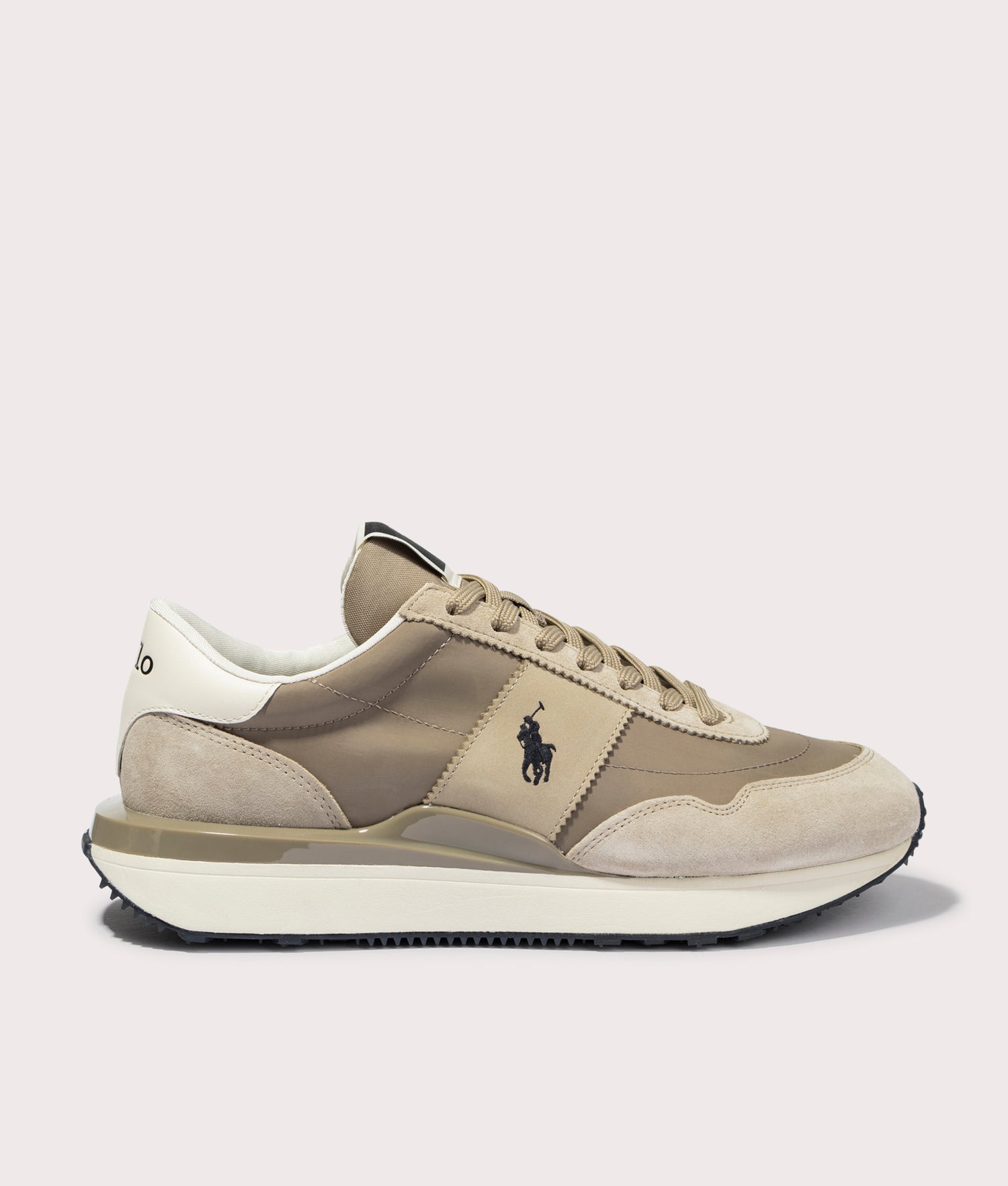 Train 89 Polo Player Low Top Lace Sneakers in Beige Ralph Lauren