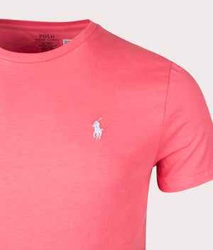 Custom Slim Fit Jersey T-Shirt in Pale Red by Polo Ralph Lauren. EQVVS Detail Shot.