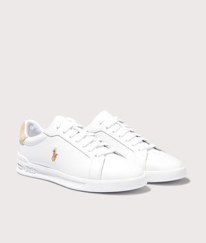 Polo Ralph Lauren Heritage Court II Leather Sneakers in White/Bone. Shot at EQVVS. Front shot. 