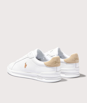 Polo Ralph Lauren Heritage Court II Leather Sneakers in White/Bone. Shot at EQVVS.  Reverse shot. 