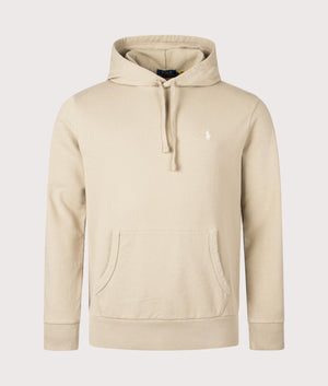 Polo Ralph Lauren Loopback Fleece Hoodie in Coastal Beige. Front angle shot at EQVVS.