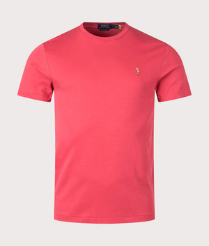 Custom Slim Fit Pima Polo T-Shirt in Nantucket Red by Polo Ralph Lauren. EQVVS Front Angle Shot. 