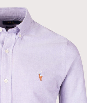 Polo Ralph Lauren, Slim Fit Oxford Shirt, Thistle,  Eqvvs Menswear, detailed shot angle