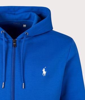 Zip Through Double Knit Sweatshirt in Blue Saturn by Polo Ralph Lauren. EQVVS Detail Shot.