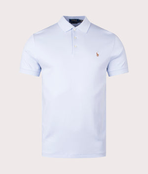 Custom Slim Fit Soft Cotton Polo Shirt in Oxford Blue by Polo Ralph Lauren. EQVVS Shot. 