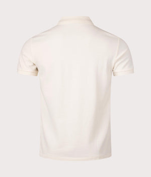 Custom Slim Fit Mesh Polo Shirt in Herbal Milk by Polo Ralph Lauren. EQVVS Shot.