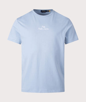Classic Fit Embroidered T-Shirt in Vessel Blue by Polo Ralph Lauren. EQVVS Shot. 