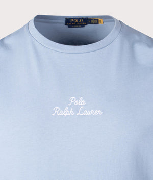 Classic Fit Embroidered T-Shirt in Vessel Blue by Polo Ralph Lauren. EQVVS Shot.