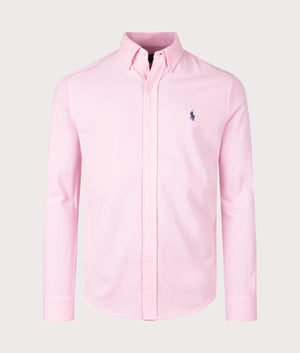 Featherweight Mesh Shirt in Garden Pink by Polo Ralph Lauren. EQVVS Front Angle Shot.