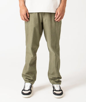 Classic Fit Polo Prepster Oxford Pants in Basic Olive by Polo Ralph Lauren. EQVVS Model Shot.