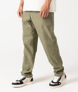 Classic Fit Polo Prepster Oxford Pants in Basic Olive by Polo Ralph Lauren. EQVVS Model Shot.