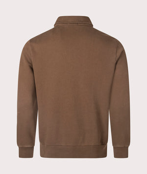 Quarter Zip Loopback Terry Sweatshirt in Pale Russet by Polo Ralph Lauren at EQVVS. Back Angle Shot. 