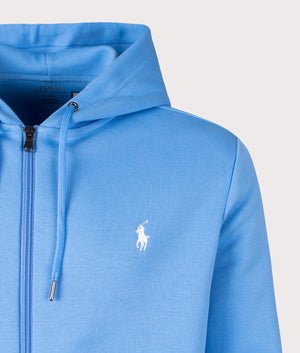 Zip Through Double Knit Hoodie in Rivera Blue by Polo Ralph Lauren. EQVVS Detail Shot.